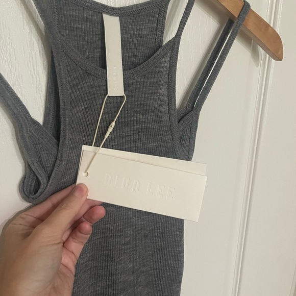 NEW DION LEE SEAMLESS LOOP TANK DRESS Medium Grey Ribbed Knit {$390} Medium - Picture 7 of 12
